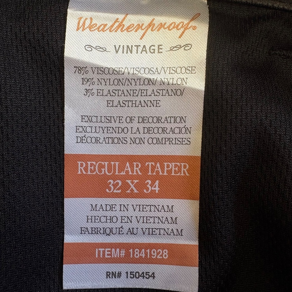 Weatherproof Vintage 32x34 Men's Hybrid Tech Pants, Black NWT - Picture 14 of 15